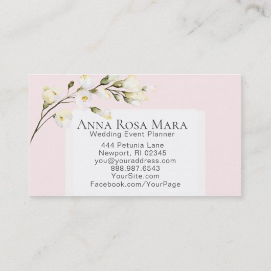 *~* moderner Blumenwatercolor-weißes Rosen-Rosa Visitenkarte (Rückseite)