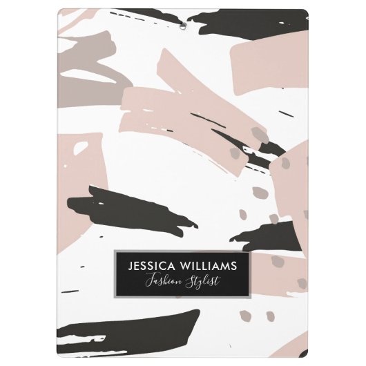 Moderner Blush Crash Brush Strokess Klemmbrett (Rückseite)