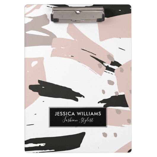 Moderner Blush Crash Brush Strokess Klemmbrett (Vorderseite)