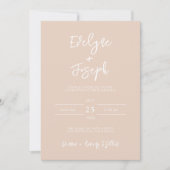 Moderner Blush Elegant Boho QR Code Hochzeit Einladung (Vorderseite)