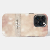 Moderner Blush Glitzer Rose Gold Sparkinscript Nam iPhone Hülle (Rückseite (Horizontal))