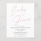 Moderner Blush Pink Script Baby Dusche FLYER (Vorne)
