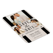 Moderner Blush Tan Save the Date 3 Foto Hochzeit Magnet (Rechte Seite)