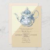 Moderner Blush Teapot | Bridal Tea Party | Benutze Einladung (Vorne/Hinten)