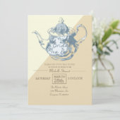 Moderner Blush Teapot | Bridal Tea Party | Benutze Einladung (Stehend Vorderseite)