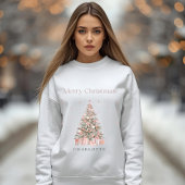 Moderner Blush-Weihnachtsbaum – Personalisierter F Sweatshirt