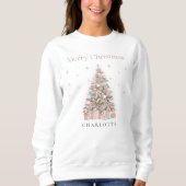 Moderner Blush-Weihnachtsbaum – Personalisierter F Sweatshirt (Vorderseite)