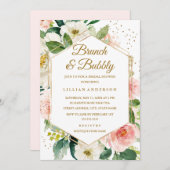 Moderner Blütengoldbrunch mit Blumenmotiven Einladung (Vorne/Hinten)