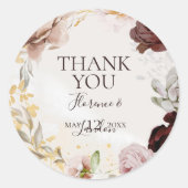 Moderner Blütenmarmor Danke Gastgeschenk Hochzeit Runder Aufkleber (Vorderseite)