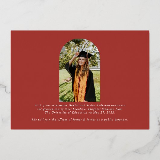 Moderner Bogen | Ankündigung von Foto-Abschluss (Rückseite)