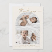 Moderner Bogen | Cream Foto Collage Vielen Dank, d Ankündigung (Vorderseite)