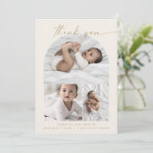 Moderner Bogen | Cream Foto Collage Vielen Dank, d Ankündigung (Stehend Vorderseite)