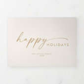 Moderner Bogen | Cream Happy Holidays FotoCollage Dreifach Gefaltete Urlaubskarte (Cover)