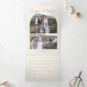 Moderner Bogen | Cream Happy Holidays FotoCollage Dreifach Gefaltete Urlaubskarte (Innenseite)