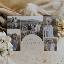 Moderner Bogen | Cream Multi Foto Frohe Weihnachte Feiertagskarte
