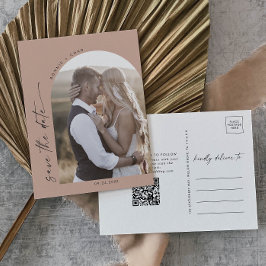 Moderner Bogen | Foto des QR-Codes für Lachs Save  Einladungspostkarte