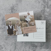 Moderner Bogen | Lachs - QR - Code 2 - Foto Save t Einladungspostkarte