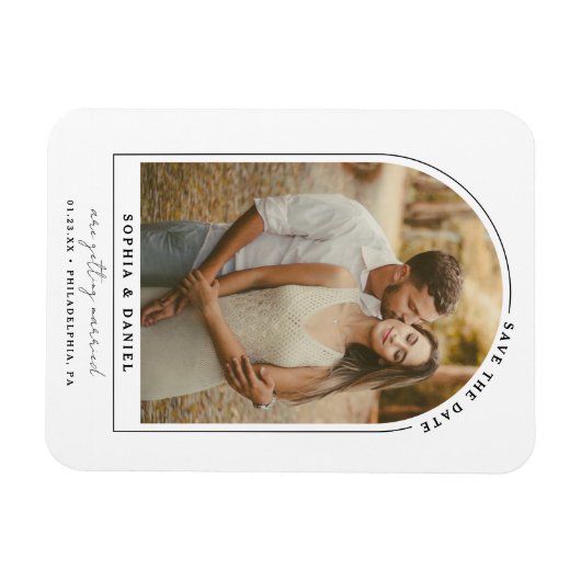 Moderner Bogen mit Foto Save the Date Magnet (Horizontal)
