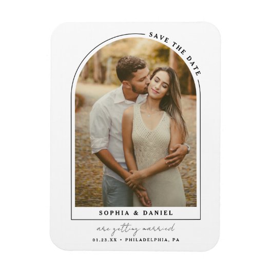 Moderner Bogen mit Foto Save the Date Magnet (Vertikal)