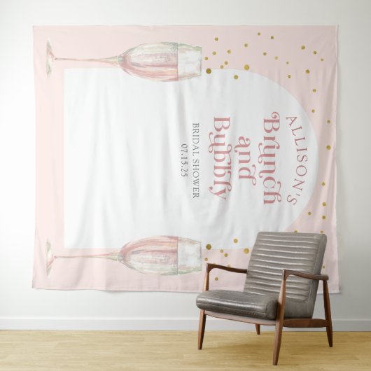 Moderner Bogen-Rosa-Brunch und Bräunungskulisse Wandteppich (Beispiel (Horizontal))