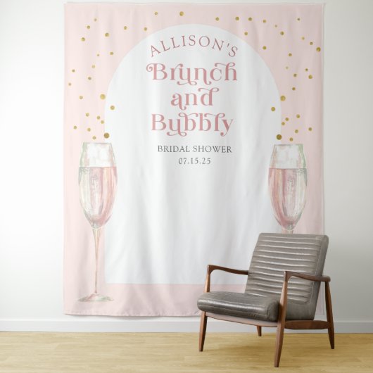 Moderner Bogen-Rosa-Brunch und Bräunungskulisse Wandteppich (Beispiel)