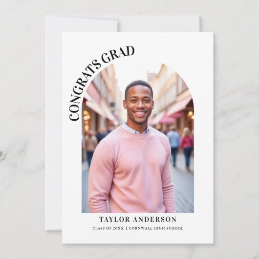 Moderner Bogengang 2-Foto Glückwunsch Grad Abschlu Ankündigung (Vorderseite)