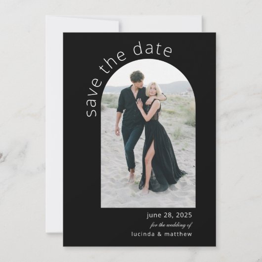 Moderner Bogengang Save the Date mit Foto- und QR- (Vorderseite)