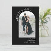 Moderner Bogengang Save the Date mit Foto- und QR- (Stehend Vorderseite)