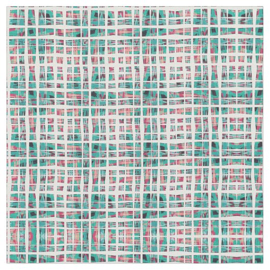 Moderner Bohemischer Hipster Aquamarin Coral Black Stoff (Nahaufnahme)