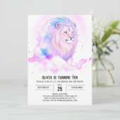 Moderner Bohemischer Löwe Geburtstag Einladung (Stehend Vorderseite)