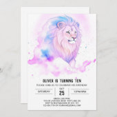 Moderner Bohemischer Löwe Geburtstag Einladung (Vorne/Hinten)