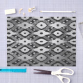 Moderner Bohemischer Silberschwarzer Glitzer Ikat- Seidenpapier (Handwerk)