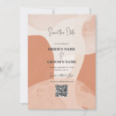 Moderner Bohemischer Terracotta Wedding QR Code Save The Date (Vorderseite)