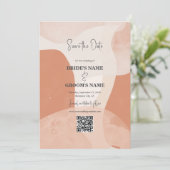Moderner Bohemischer Terracotta Wedding QR Code Save The Date (Stehend Vorderseite)