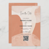 Moderner Bohemischer Terracotta Wedding QR Code Save The Date (Vorne/Hinten)