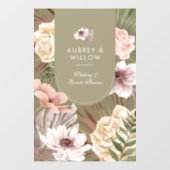 Moderner, Bohemischer Watercolor Florals Foto Arc Fensteraufkleber (Blatt)