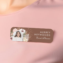 Moderner, Bohemischer Watercolor Florals Foto Arc Namensschild