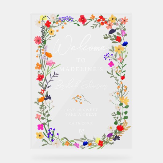 Moderner böhmischer, heller Wild-Blume Begrüßung Acrylschild (Vorderseite)