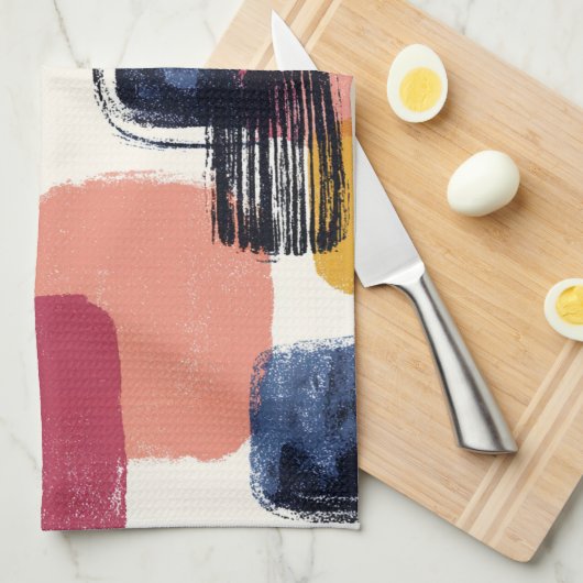 Moderner Boho Abstrakter Pinselstrich - Fett Retro Geschirrtuch (Viertel Falte)