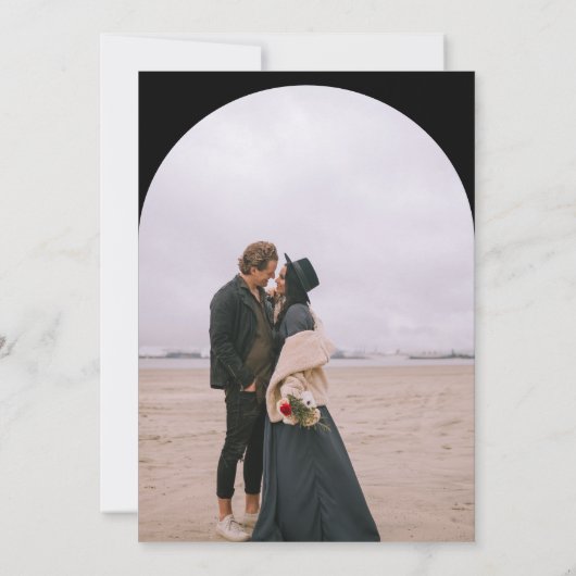 Moderner Boho arch 2 Fotos Hochzeit schwarz Einladung (Rückseite)