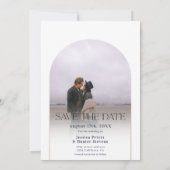 Moderner Boho arch 4 Fotos Hochzeit Schwarz-weiß Save The Date (Rückseite)