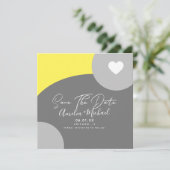 Moderner Boho Arch Bio Graugelb Save the Date Karte (Stehend Vorderseite)