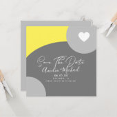 Moderner Boho Arch Bio Graugelb Save the Date Karte (Vorderseite/Rückseite Beispiel)