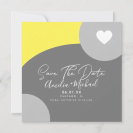Moderner Boho Arch Bio Graugelb Save the Date Karte