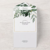 Moderner Boho Arch mit botanischen Watercolor-Blät All In One Einladung (Außenbereich)
