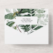 Moderner Boho Arch mit Watercolor Grüne All In One Einladung (Rückseite)