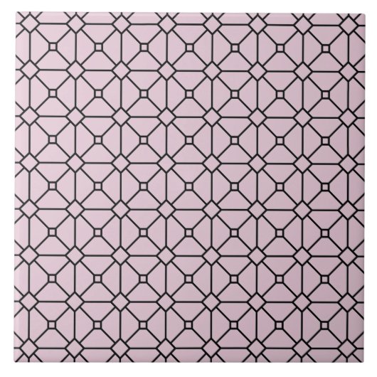 Moderner Boho Black and Pink Pattern Rhombus Fliese (Vorderseite)
