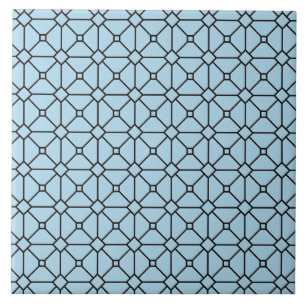 Moderner Boho Black und Blue Pattern Rhombus Fliese