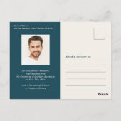 Moderner Boho Blue & Beige Grad Foto Abschluss Postkarte (Rückseite)