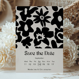Moderner Boho Blumenkalender Save the Date
